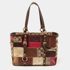 Vintage Coach Holiday Patchwork Tote